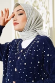 Çiçek Motif Desen Yazma Eşarp Gri - 1