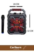 Yüksek Ses Şarj Edilebilir Aux Usb Hafıza Kart Girişli Kablosuz Hoparlör Mikrofon Siyah Karaoke Box - 2