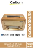 Yüksek Sesli Retro Şık Şarjlı Bluetooth Müzik Çalar Usb Sd Aux Fm Radyo Nostaljik Müzik Kutusu - 1