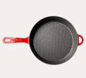 Sürel Degrade Kırmızı 28cm Yuvarlak Cam Kapaklı Demir Döküm Tava - 2