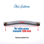 Mobilya Kulp Mutfak Dolabı Çekmece Dolap Kulpları Kapak Kulpu Kulbu Krom Renk 128 mm Metal thumbnail 2