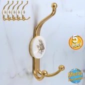 5 Adet Gold Altın Askı Dolap Askılık Askılığı Banyo Mutfak Askısı Duvar Kapı Elbise Kıyafet Vestiyer - 1