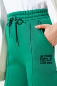 Çımalı Üç İplik Bol Paça Pantolon Yeşil - 4