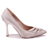 Dagoster DZA07-388496 Altın Simli Abiye Topuklu Kadın Ayakkabı - 2