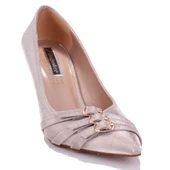 Dagoster DZA07-388496 Altın Simli Abiye Topuklu Kadın Ayakkabı - 1