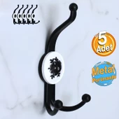 5 Adet Boncuk Siyah Dolap Askılık Askılığı Banyo Mutfak Askısı Duvar Kapı Elbise Kıyafet Vestiyer - 1