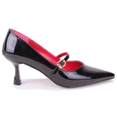 Dagoster DZA07-389100 Siyah Rugan Stiletto Topuklu Kadın Ayakkabı - 2