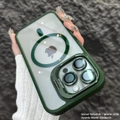 iPhone 13 Uyumlu Kılıf Klon Stantlı + Lens Korumalı MagSafe Kapak thumbnail 7