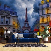 Yağmurlu Günde Eyfel Kulesi Manzarası Duvar Kağıdı thumbnail 1