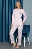 Desenli Kışlık Viscon Pijama Takımı Pembe - 2