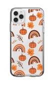 iPhone 11 Pro Uyumlu Sonbahar Desenli Premium Şeffaf Silikon Kılıf - 1