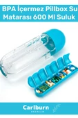Özel Üretim Hap Bölmeli İlaç Kutusu %100 BPA İçermez Pillbox Su Matarası 600 Ml Suluk - 1