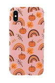 iPhone Xs Max Uyumlu Sonbahar Desenli Premium Silikonlu Telefon Kılıfı - 5
