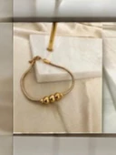 Çelik Gold Üç Toplu Zincir Bileklik - 1