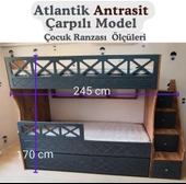 MDF Atlantik Antrasit Çarpılı Model Çocuk Ranzası - 2