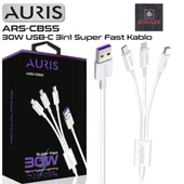 AURIS 30W USB / LİGHTİNG + MİCRO + TYPE-C  KABLO - 1