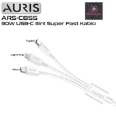 AURIS 30W USB / LİGHTİNG + MİCRO + TYPE-C  KABLO - 3