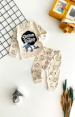 Neşeli Bebekler Baby Koyun Shaun Annesinin Kuzusu Baskılı Pijama Takım Bej - 1