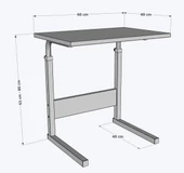 Metal Ayaklı Tekerlekli Yükseklik Ayarlı Laptop Sehpası Çalışma Masası 60x40 - 6