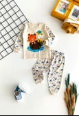 Neşeli Bebekler Baby Sevimli Denizciler Baskılı Pijama Takım Bej - 1