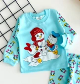 Neşeli Bebekler Baby Kardan Adamlı Baby Duck & Baby Daisy Duck Baskılı Pijama Takım Yeşil - 2