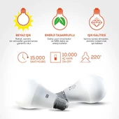 10'lu LED Ampul 9W Beyaz Işık E27 (6500K 220-240V) - 3