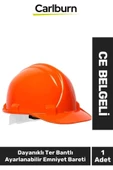 CE Belgeli Dayanıklı Ter Bantlı Ayarlanabilir Şantiye İnşaat İş Güvenliği Turuncu Emniyet Bareti - 1