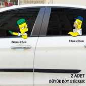 oto cam sticker - tuning modifiye tarzı 2 li çizgi film karekterleri - 1