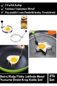 Özel Üretim 3'lü Yanmaz Yapışmaz Metal Yumurta Krep Pişirme Seti Yıldız Daire Kalp 3lü Set - 1