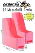 Pembe Magazinlik Demonte Plastik 2 Adet Plastik Kutu Klasörü Magazinlik A4 Dosya ve Masa Düzenleyici Sınıf Ev Ofis - 1
