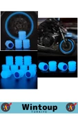 Premium Fosforlu Mavi Sibop Kapağı Tüm Otomobil Bisiklet Motosiklet, Minibüslerle Uyumlu 8 Adt - 2