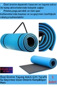 Premium Taşıma Askılı Çift Taraflı Kaymaz Su Geçirmez Pilates Kamp Fitness Yoga Matı Mavi 10 Mm - 1