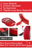 Premium Seri Ultra Güçlü Çok Amaçlı Tamir Cam Dış Mekan Montaj 1,5mt Çift Taraflı Şeffaf Bant 3 Adet thumbnail 1