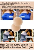 Özel Üretim Kadın Ten İç Giyim %100 Silikn Göğüs Ucu Kapatan Gizleyen Ped Nipple Pad 7 cm 2 Çift - 1