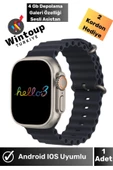 Hello Watch 3+ Plus H12 Ultra Max 4GB Hafıza ve Aksesuar Bağlantılı Watch Ultra 49MM Akıllı Saat - 1