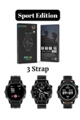 RW 46 Large Amoled Sport Watch With Torch Black Edition Wireless Charge 3 Strap Premium Series thumbnail 1