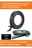 Premium Üretim Dayanıklı İz Bırakmaz Elastik Çift Taraflı 48mm-10Metre Akrilik Köpük Bant 5'li - 1