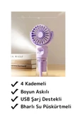 Mini Fan Boyun Askılı Buharlı Su Püskürtmeli 4 Kademeli Gündelik/Ofis/Seyahat Tipi Vantilatör - 1