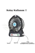 Mini Fan 3 Kademeli Portable Masaüstü Taşınabilir Şarj Edilebilir Fan Ofis İçi Kullanım thumbnail 2