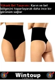 Özel Seri Yüksek Bel Karın Toparlayıcı Kaymaz Sıkılaştırıcı Kadın Slip String Tanga Korse thumbnail 2