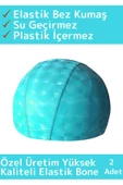 Özel Üretim Su Geçirmez Yüzücü Havuz Deniz Bonesi Elastik Bez Yüzme Şapkası Bone 2 Adet - 1