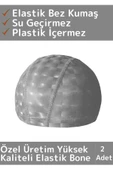 Özel Üretim Su Geçirmez Yüzücü Havuz Deniz Bonesi Elastik Bez Yüzme Şapkası Bone 2 Adet - 1