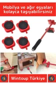 Premium Seri Abs Plastik Tekerlekli Basit Ağır Beyaz Eşya Mobilya Kaydırma Aleti Aparatı Krikolu Set - 2