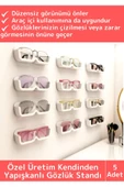 Özel Tasarım Dolap İç Dış Ayna Kenarı Banyo Duvar Araç İçi Kendinden Yapışkanlı Gözlük Standı 5 Adet - 1