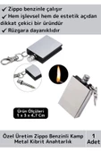 Premium Taşınabilir Pratik Kamp Doğa Av Günlük Rüzgarda Sönmez Zippo Benzin Metal Kibrit Anahtarlık - 1
