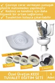 Premium Kedi Klozet Alıştırma Kapağı Kum Kabı WC Yavru Yetişkin Kedi Hijyenik Tuvalet Eğitim Seti - 1