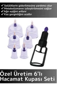 Özel Üretim Yüksek Kaliteli Selülit Çatlak Giderici Vakumlu 6'lı Hacamat Kupası Seti - 1