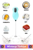 Özel Çelik Uçlu Pilli Soğuk Kahve Süt Köpürtücü Sos Krema Mama Yumurta Çırpıcı Mini Mikser Mixer - 3