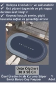 Premium Üretim Nano Teknoloji Kaymaz Kauçuk Süper Hızlı Emici Kuruma Nappa Deri Banyo Duş Paspası - 1