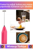 Özel Çelik Uçlu Pilli Soğuk Kahve Süt Köpürtücü Sos Krema Mama Yumurta Çırpıcı Mini Mikser Mixer - 2
